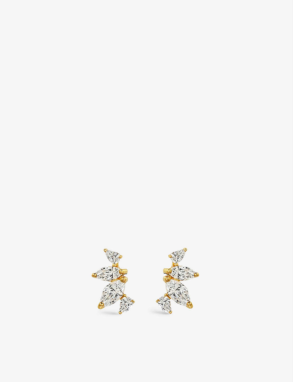 Carat London Womens Gold Kira Yellow Gold-plated Vermeil Sterling Silver And Cubic Zirconia Stud Ear