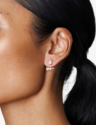 Carat London Womens Gold Navis Yellow Gold-plated Vermeil Sterling Silver And Cubic Zirconia Ear Jac In Gold