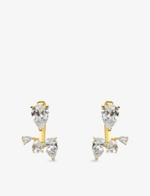 Carat London Womens Gold Navis Yellow Gold-plated Vermeil Sterling Silver And Cubic Zirconia Ear Jac