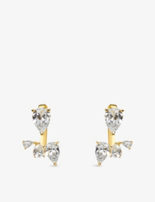 Carat London Womens Gold Navis Yellow Gold-plated Vermeil Sterling Silver And Cubic Zirconia Ear Jac