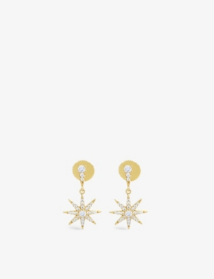 Carat London Womens Gold Nysa Star-shaped Yellow Gold-plated Vermeil Sterling Silver And Cubic Zirco