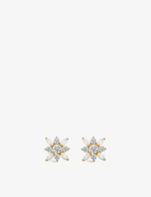 Carat London Womens Gold Snowflower Yellow Gold-plated Vermeil Sterling Silver And Cubic Zirconia St