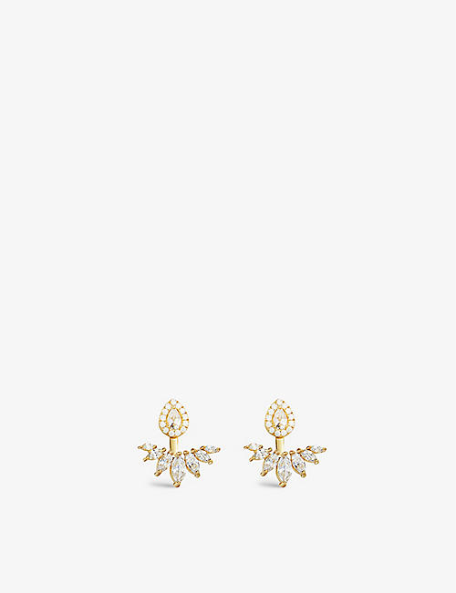CARAT LONDON: Suriya yellow gold-plated vermeil sterling silver and cubic zirconia ear jackets