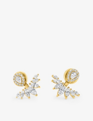 Carat London Womens Gold Suriya Yellow Gold-plated Vermeil Sterling Silver And Cubic Zirconia Ear Ja
