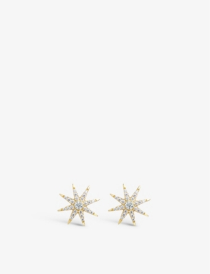 Carat London Womens Gold Vega Star-shaped Yellow Gold-plated Vermeil Sterling Silver And Cubic Zirco