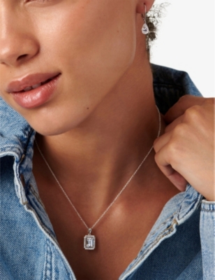 Carat London White-gold Drop Earring In Silver