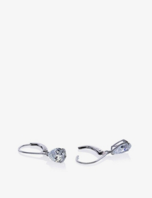 Shop Carat London Women's Silver Blythe Pear-shaped 9ct White-gold And 1.5ct Eq Cubic Zirconia Drop Earri
