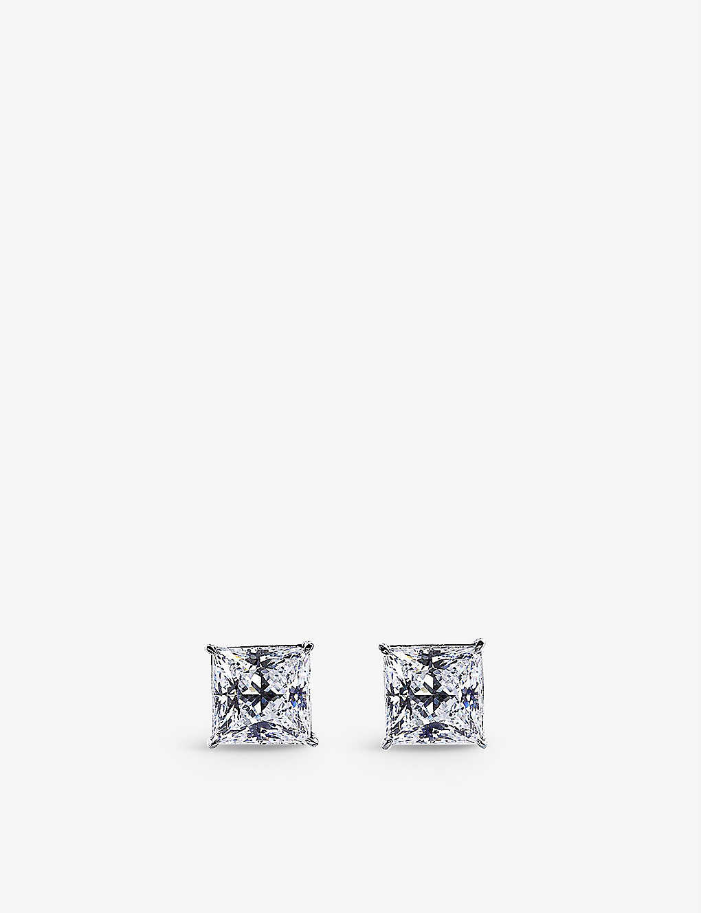 Carat London Womens Silver Chester 9ct White-gold And Cubic Zirconia Stud Earrings