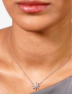Carat London Womens Silver Atrias Star-shaped Sterling Silver And Cubic Zirconia Pendant Necklace In Silver