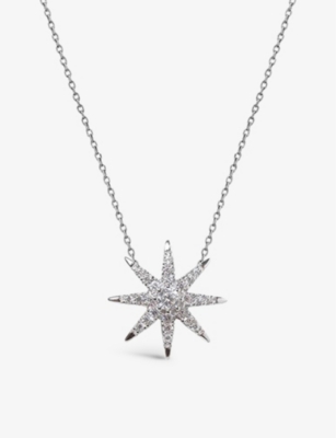 Carat London Womens Silver Atrias Star-shaped Sterling Silver And Cubic Zirconia Pendant Necklace
