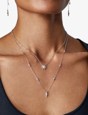 Shop Carat London Women's Silver Cosmo Sterling-silver And Cubic Zirconia Necklace