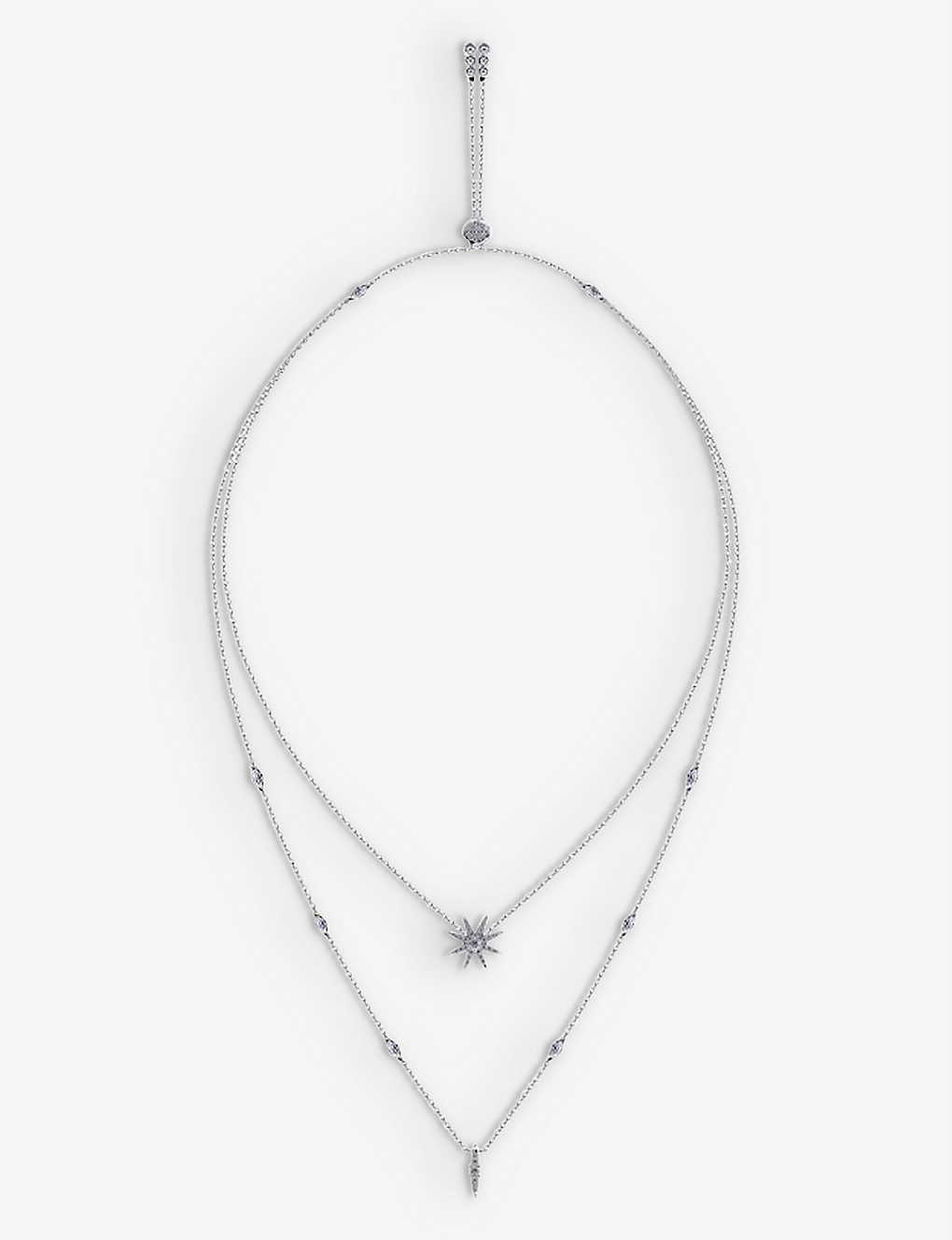 Carat London Womens Silver Cosmo Sterling-silver And Cubic Zirconia Necklace