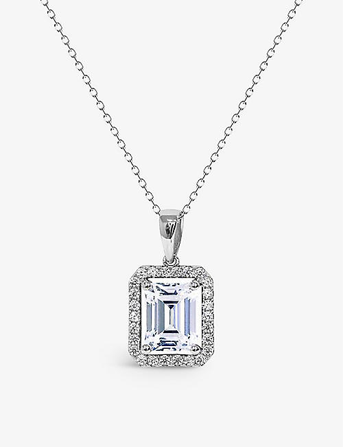 CARAT LONDON: Eton sterling-silver and cubic zirconia pendant necklace