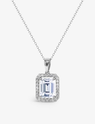 Carat London Womens Silver Eton Sterling-silver And Cubic Zirconia Pendant Necklace