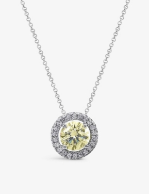 CARAT LONDON: Gwen round sterling silver and 1.25ct eq yellow cubic zirconia pendant necklace