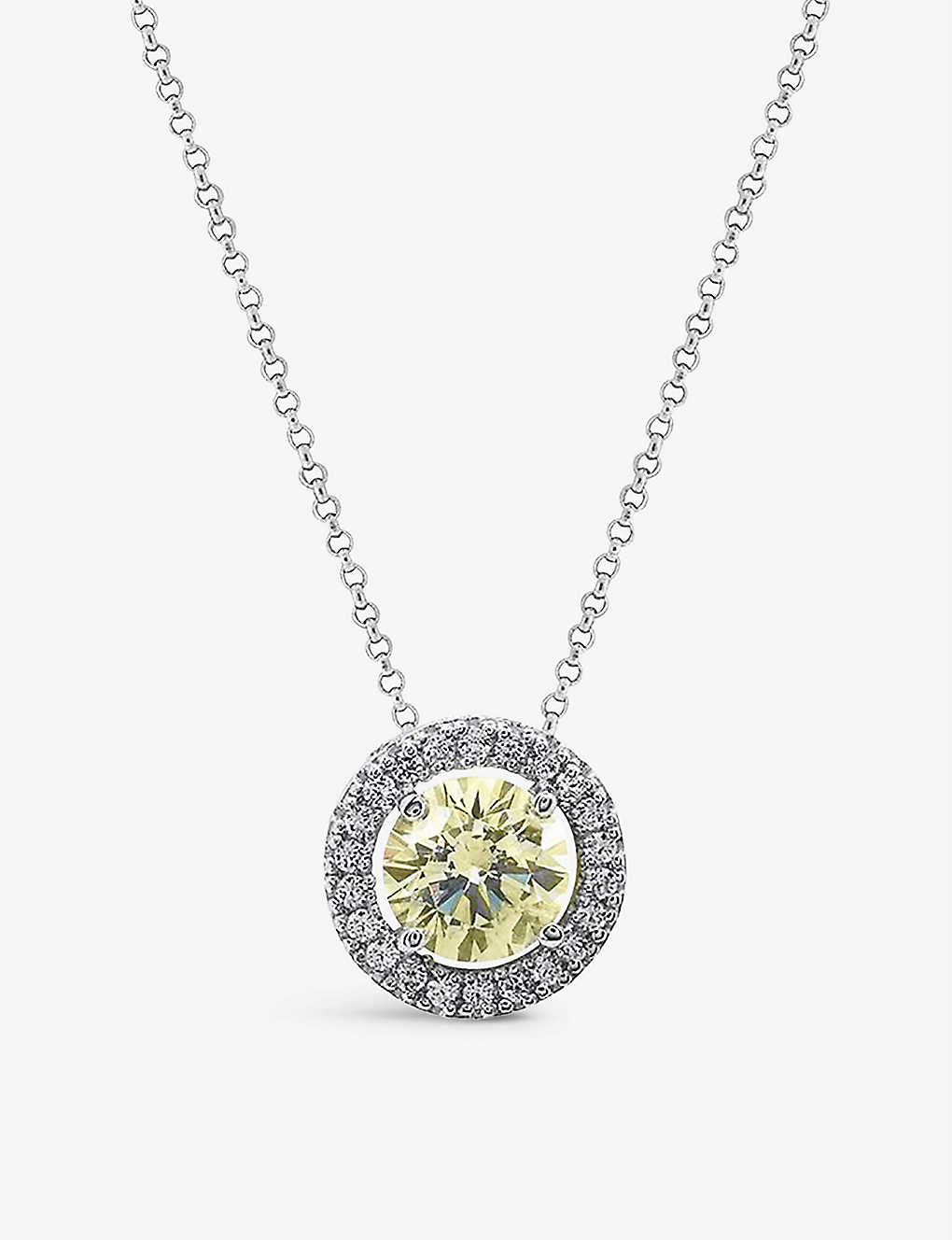 Carat London Womens Silver Gwen Round Sterling Silver And 1.25ct Eq Yellow Cubic Zirconia Pendant Ne