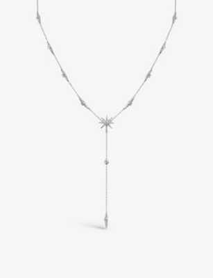 Carat London Womens Silver Mimosa Star-shaped Sterling Silver And Cubic Zircona Necklace