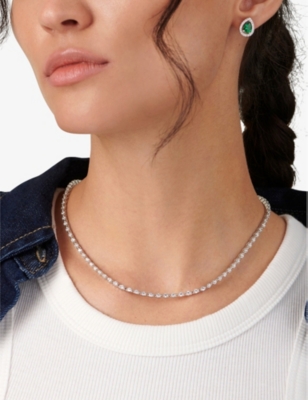 Shop Carat London Women's Silver Coralie Sterling Silver And Cubic Zirconia Necklace