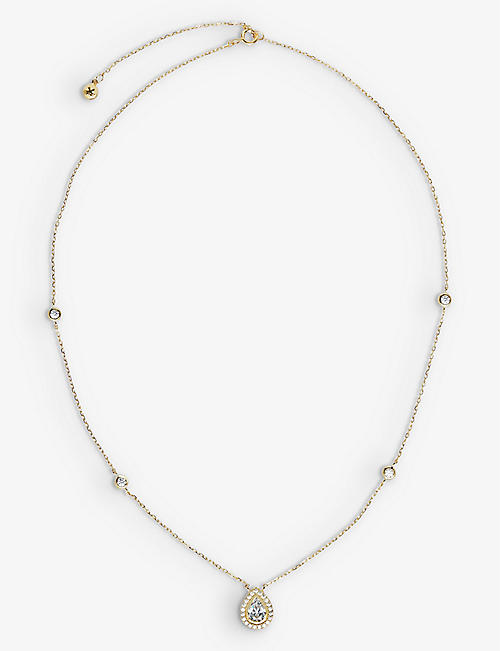 CARAT LONDON: Emile pear-shaped yellow gold-plated vermeil sterling silver and 0.75ct eq cubic zirconia pendant neckalce