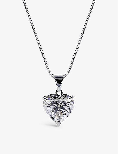 CARAT LONDON: Camden heart 9ct white-gold and cubic zirconia pendant necklace