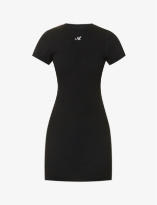 Axel Arigato Embroidered Logo Ribbed Minidress In Black