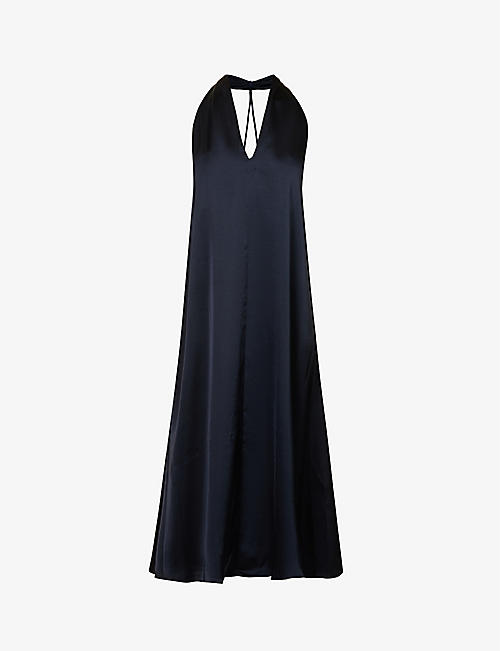 SAMSOE SAMSOE: Cille halterneck recycled-polyester-blend maxi dress