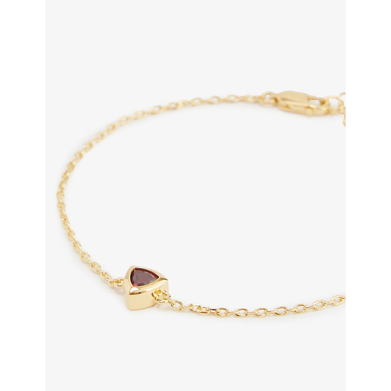 Shop Edge Of Ember January Birthstone 18ct Yellow-gold-plated Recycled Sterling-silver And Garnet Bracelet