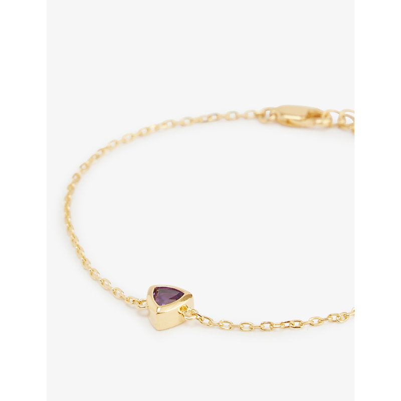 Shop Edge Of Ember February Birthstone 18ct Yellow-gold-plated Recycled Sterling-silver And Amethyst Bracelet