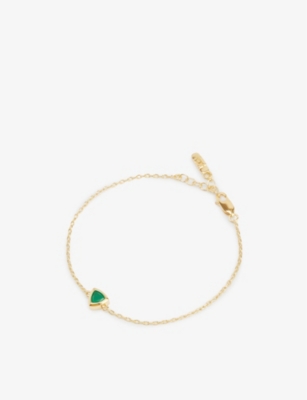 EDGE OF EMBER: May Birthstone 18ct yellow-gold-plated recycled sterling-silver and green onyx bracelet