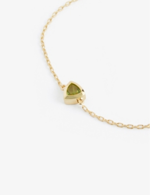 Shop Edge Of Ember August Birthstone 18ct Yellow Gold-plated Recycled Sterling-silver And Peridot Bracelet