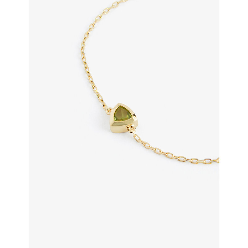Shop Edge Of Ember August Birthstone 18ct Yellow Gold-plated Recycled Sterling-silver And Peridot Bracelet