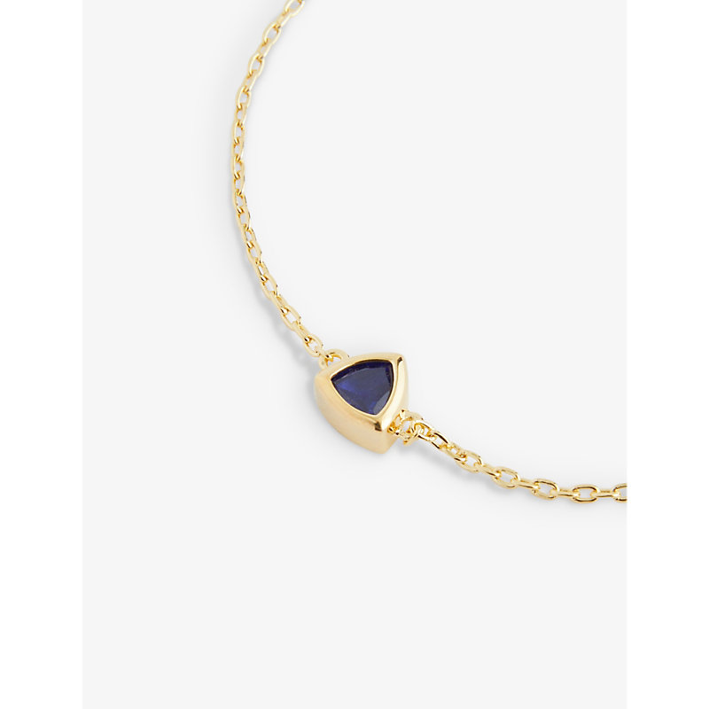 Shop Edge Of Ember September Birthstone 18ct Yellow-gold-plated Recycled Sterling-silver And Sapphire Bracelet