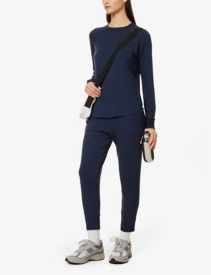 Shop Splits59 Warm Up Stretch-woven Fleece Sweatshirt In Blue