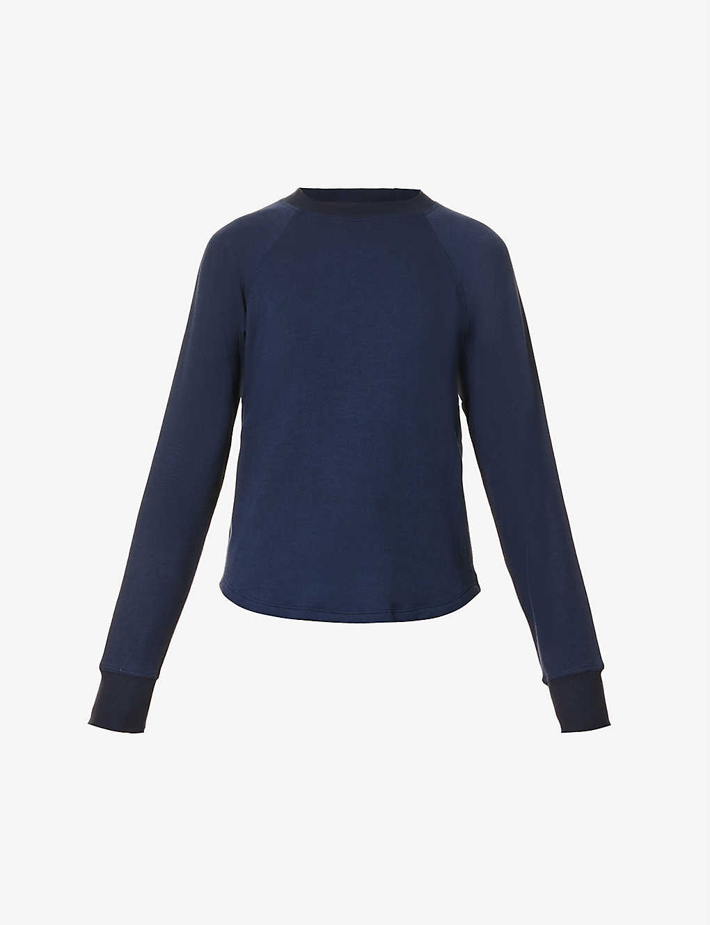 Shop Splits59 Women's Indigo Warm Up Stretch-woven Fleece Sweatshirt In Blue