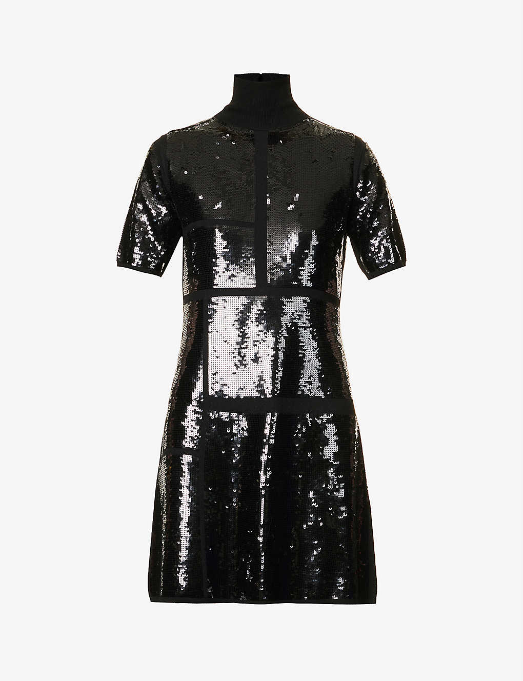 Joseph Womens Black Sequin-embellished Knitted Mini Dress