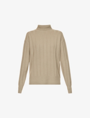 Monogram Motif Cashmere Funnel Neck Sweater in Light Pewter Melange - Men