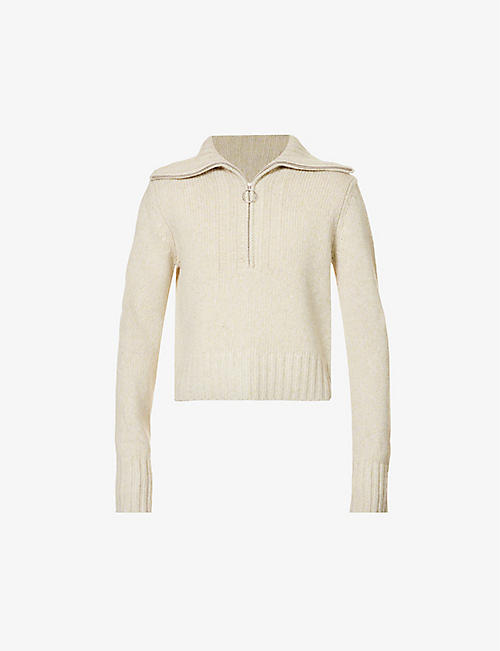 JOSEPH: Mouline 1/4-zip wool and cashmere-blend knitted jumper