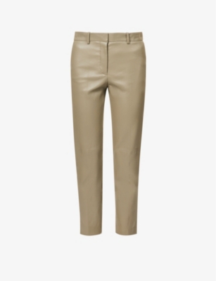 Leather Stretch Coleman Trousers in Beige