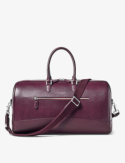 ASPINAL OF LONDON: City logo-print saffiano leather holdall