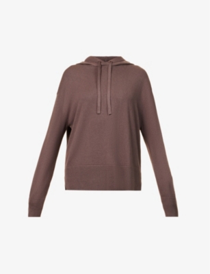 Joseph Womens Truffle Relaxed-fit Silk-blend Knitted Hoody In Truffle