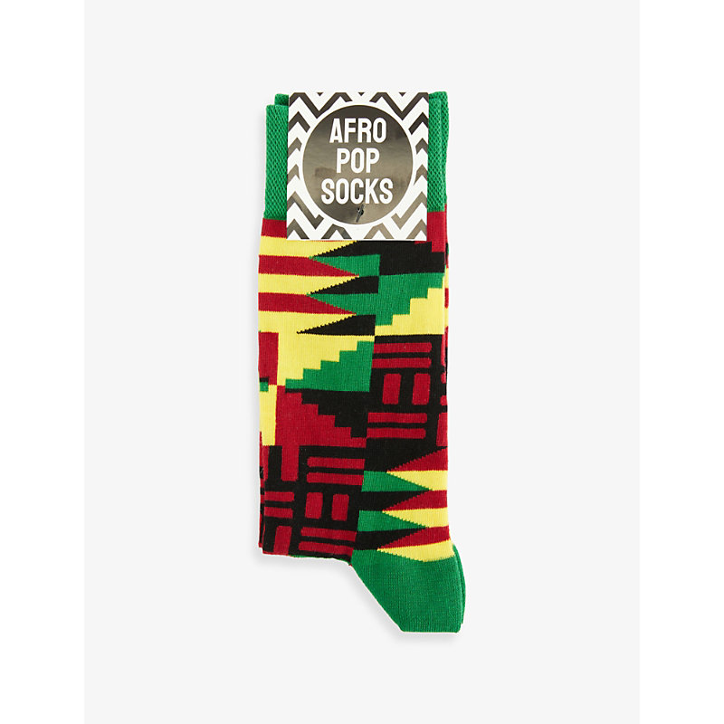 Afropop Socks Mens Multi Scholar Abstract-pattern Stretch-cotton Blend Socks
