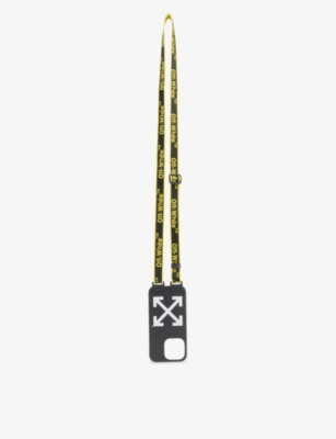 Off-white Man Iphone 12 Pro Max Case With Industrial Tape In Black Yellow