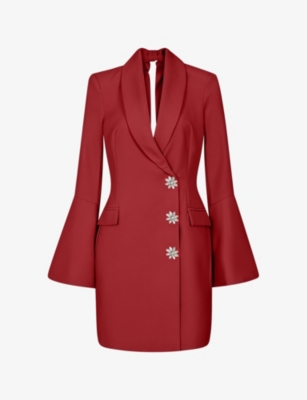 Lavish Alice Crystal Embellished Cutout Long Sleeve Blazer