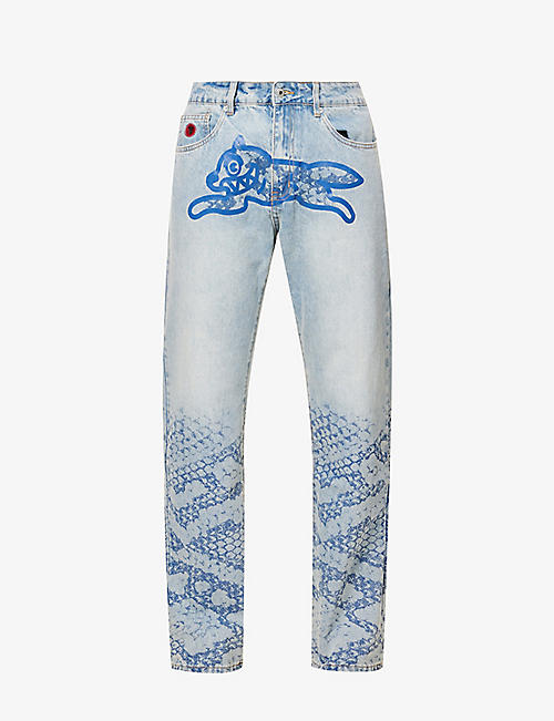 ICECREAM: Running Dog snakeskin-print mid-rise jeans