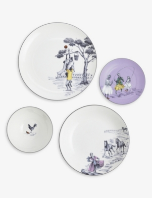 WEDGWOOD: Sheila Bridges Harlem Toile de Jouy bone china 4-piece place setting