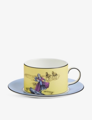 WEDGWOOD: Sheila Bridges Harlem Toile De Jouy Horses bone china teacup and saucer set