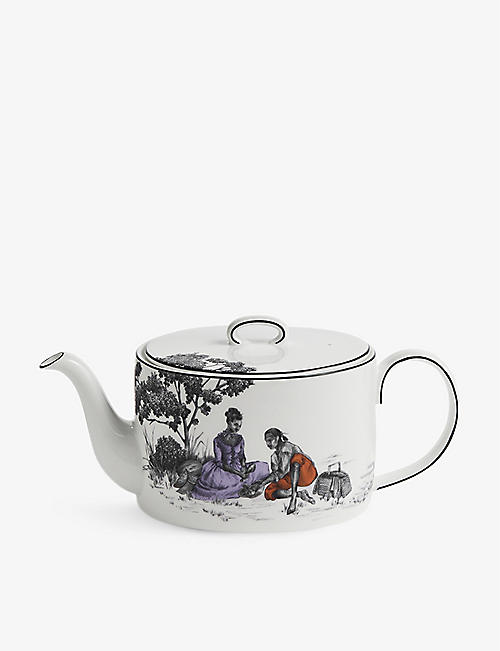 WEDGWOOD: Sheila Bridges Harlem Toile De Jouy Picnic bone china teapot 100ml