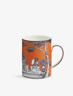 Wedgwood Sheila Bridges Harlem Toile De Jouy Dancing Bone China Mug 350ml In Orange