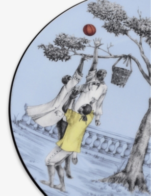 Wedgwood Sheila Bridges Harlem Toile De Jouy Basketball Bone China Accent Plate 20cm