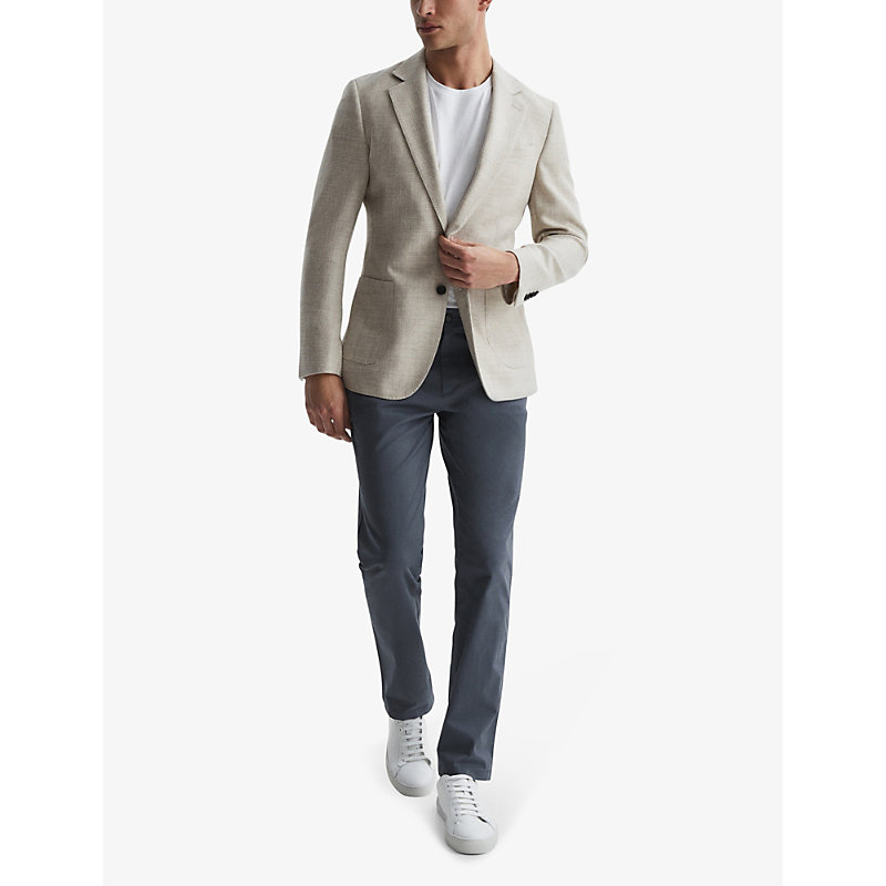 Shop Reiss Pitch Slim-leg Washed-finish Stretch-cotton Chinos In Blue